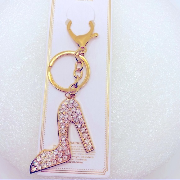 Key Chain Purse Charm Stilletto Crystals set in Golden tone. VERY BRILLI… - Picture 5 of 6